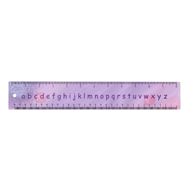 Lower Case Alphabet on Lavender Blends 12 inch Ruler (Front)