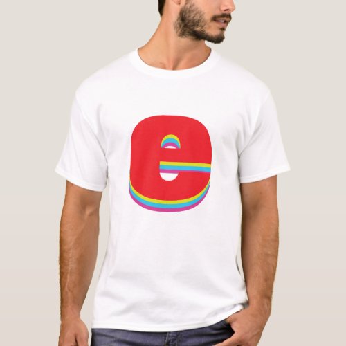 Lower Case Letter E Monogram Offset Rainbow T_Shirt