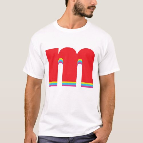 Lower Case Letter M Monogram Offset Rainbow T_Shirt