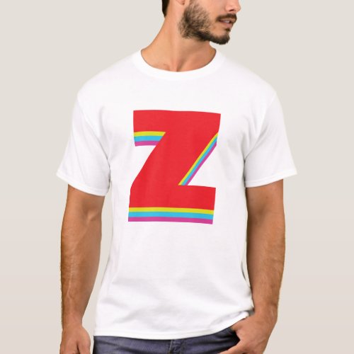 Lower Case Letter Z Monogram Offset Rainbow T_Shirt