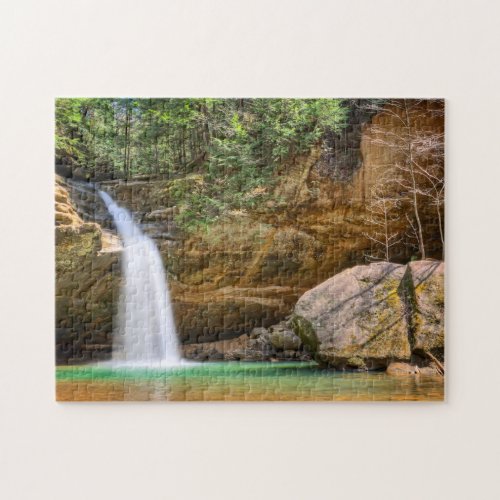 Lower Falls at Old Mans Cave in Hocking Hills Jigsaw Puzzle