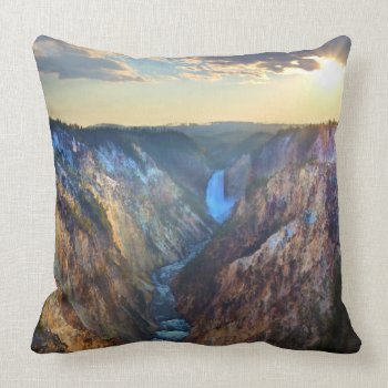 Lower Falls From Artist's Point Throw Pillow by usyellowstone at Zazzle