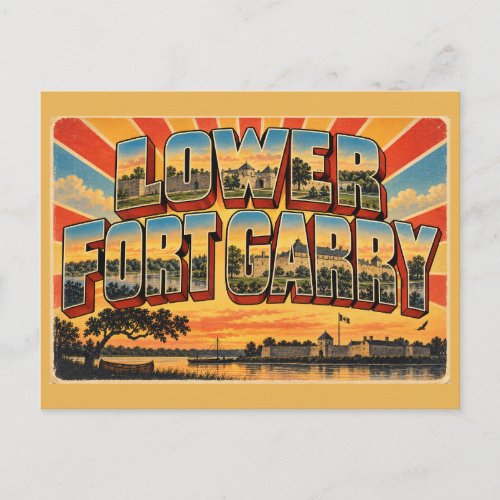 Lower Fort Garry MB Red River Stone Fort Art Postcard