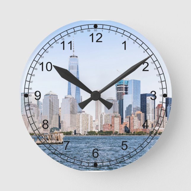 Lower Manhattan Color Sketch Wall Clock (Front)