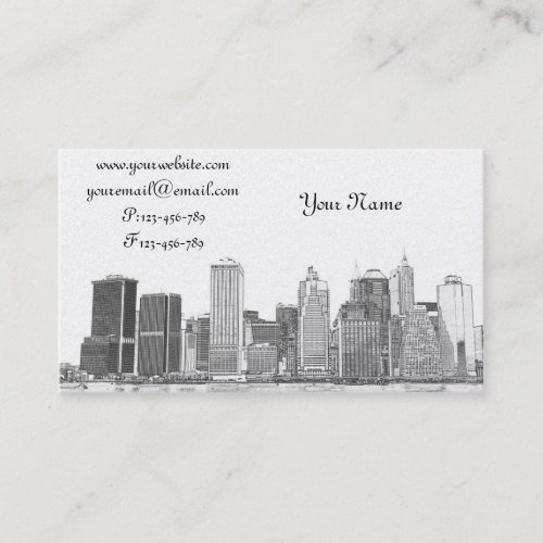 lower Manhattan Skyline, New York City Business Card Template