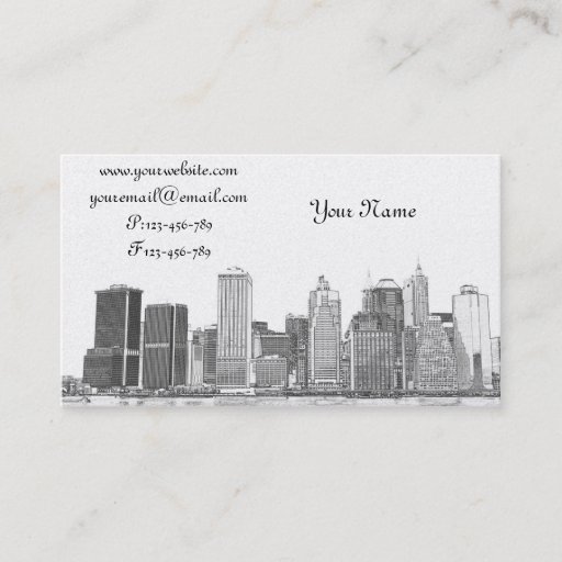 Customizable lower Manhattan Skyline, New York City Business Card Template