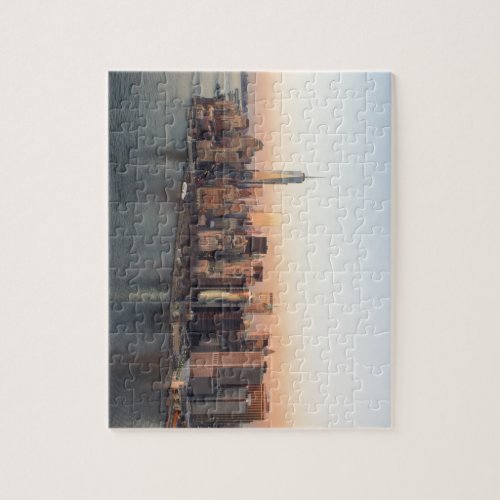 Lower Manhattan Sunset WTC Freedom Tower NYC Jigsaw Puzzle