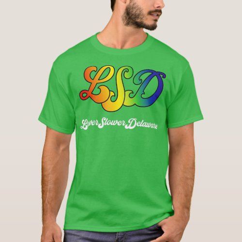 Lower Slower Delaware Multicolor 1960s Design  T_Shirt
