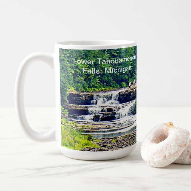 Lower Tahquamenon Falls State Park, MI Coffee Mug (With Donut)