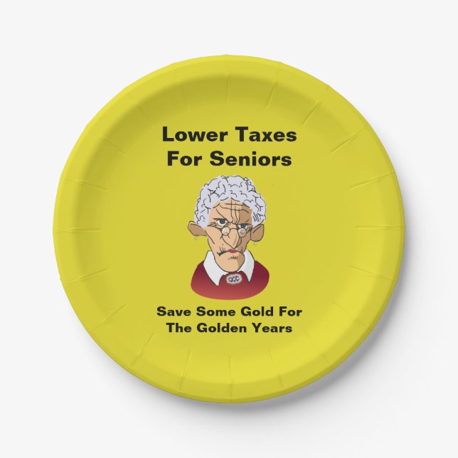 Lower Taxes For Seniors Paper Plates (Front)