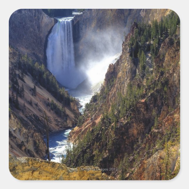 Lower Yellowstone Falls, Yellowstone National Square Sticker (Front)