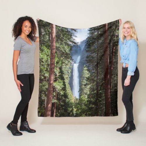 Lower Yosemite  Falls and Forest Fleece Blanket