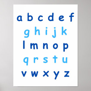 Lowercase Blue Alphabet Chart for Kids ABC Decor