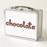 lowercase chocolate text design metal lunch box
