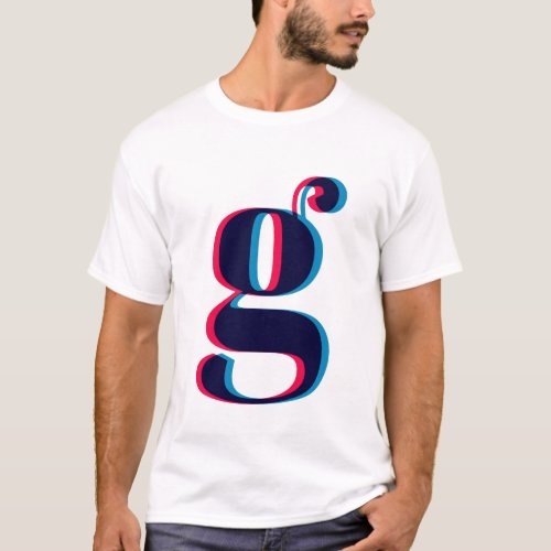 Lowercase Letter G Anaglyphic Monogram T_Shirt