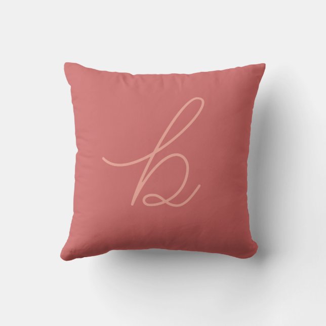 Lowercase Script Letter Salmon Throw Pillow (Back)