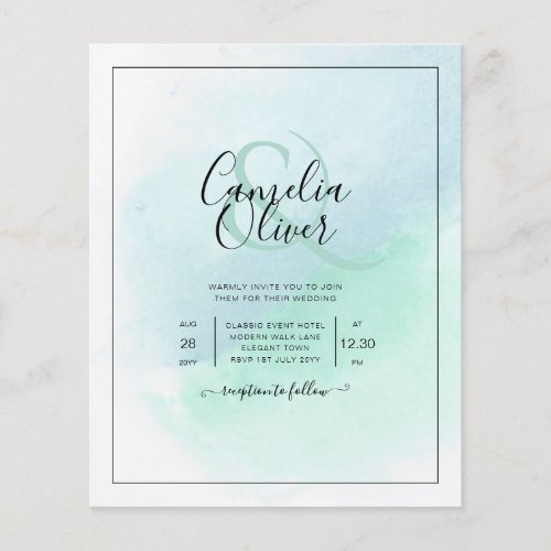 Lowest BUDGET All_in_1 Sea Glass Teal Wedding Flyer