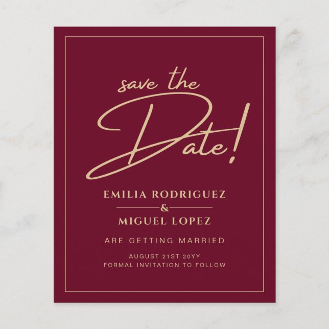 Lowest BUDGET GOLD TEXT Modern Save The Dates Flyer (Front)