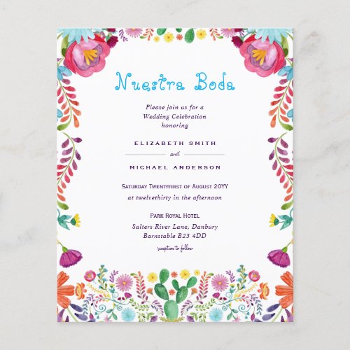 LOWEST BUDGET Nuestra Boda Folk Flowers Wedding Flyer