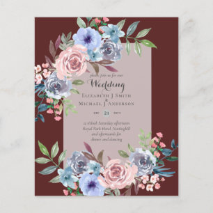 LOWEST BUDGET Pink Blue Flowers Wedding Invitation Flyer