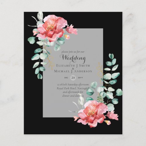 LOWEST BUDGET Red Floral Eucalyptus WEDDING Invite Flyer