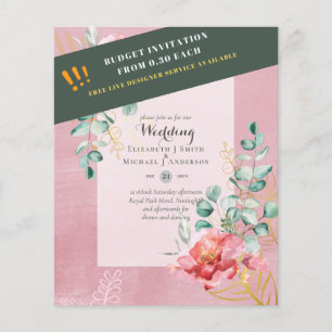 LOWEST BUDGET Red Floral Eucalyptus WEDDING Invite Flyer