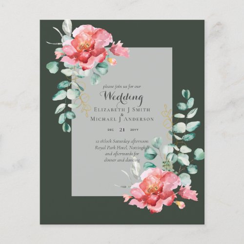 LOWEST BUDGET Red Floral Eucalyptus WEDDING Invite Flyer