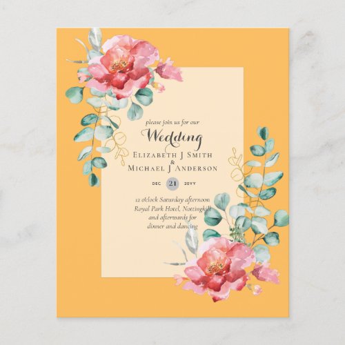 LOWEST BUDGET Red Floral Eucalyptus WEDDING Invite Flyer