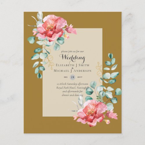 LOWEST BUDGET Red Floral Eucalyptus WEDDING Invite Flyer