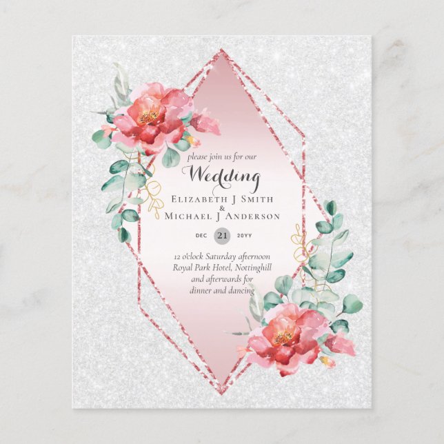 LOWEST BUDGET Red Floral Wedding Invites Flyer (Front)