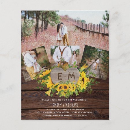 Lowest Budget Rustic Sunflowers Wedding Flyer