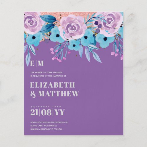 Lowest Budget Wedding FLYERS Blue Purple Flowers