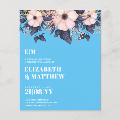 Lowest Budget Wedding FLYERS Pink Blue Floral