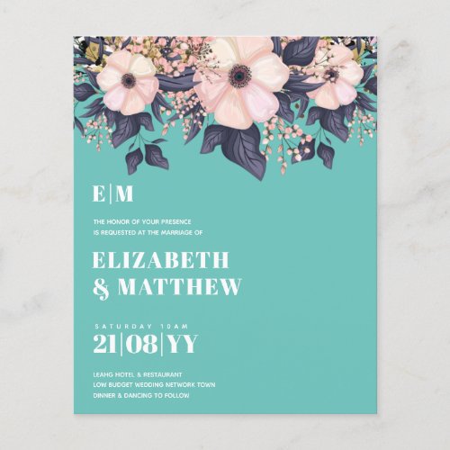 Lowest Budget Wedding FLYERS Pink Blue Floral