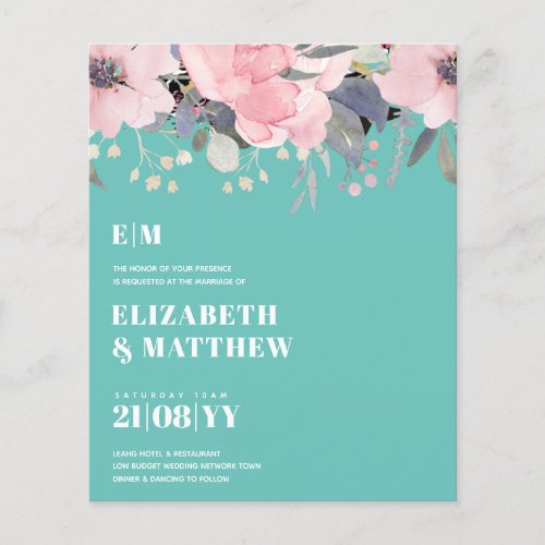 Lowest Budget Wedding FLYERS Pink Flowers Girly