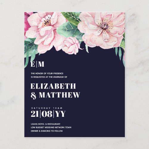 Lowest Budget Wedding FLYERS Pink Flowers Girly