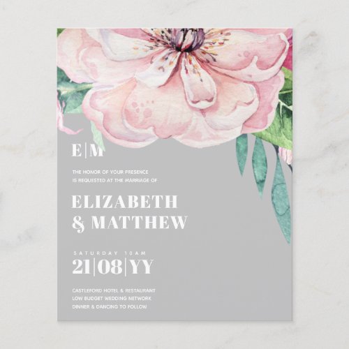 Lowest Budget Wedding FLYERS Pink Flowers Girly