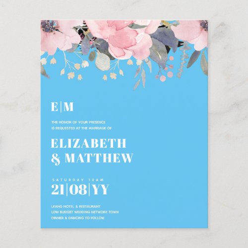 Lowest Budget Wedding FLYERS Pink Flowers Girly