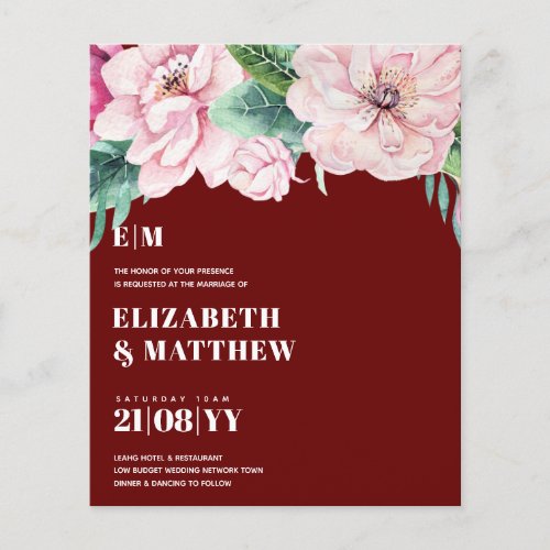 Lowest Budget Wedding FLYERS Pink Flowers Girly