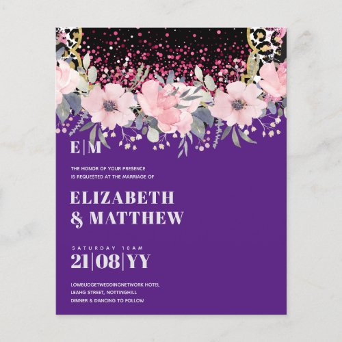 Lowest Budget Wedding FLYERS Pink Flowers Girly