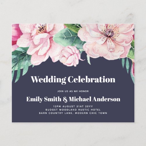 Lowest Budget Wedding FLYERS Pink Flowers Girly