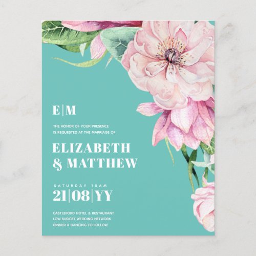 Lowest Budget Wedding FLYERS Pink Flowers Girly