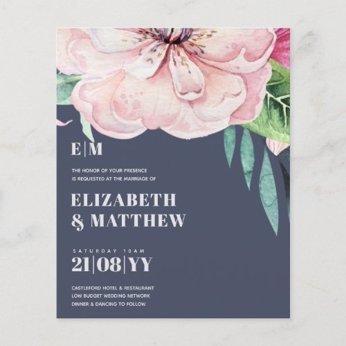 Lowest Budget Wedding FLYERS Pink Flowers Girly