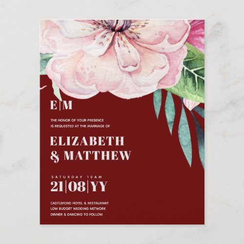 Lowest Budget Wedding FLYERS Pink Flowers Girly