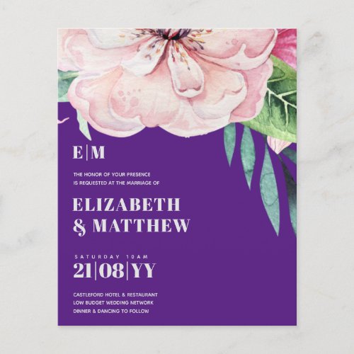 Lowest Budget Wedding FLYERS Pink Flowers Girly