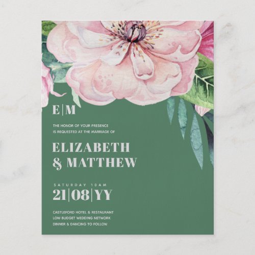 Lowest Budget Wedding FLYERS Pink Flowers Girly