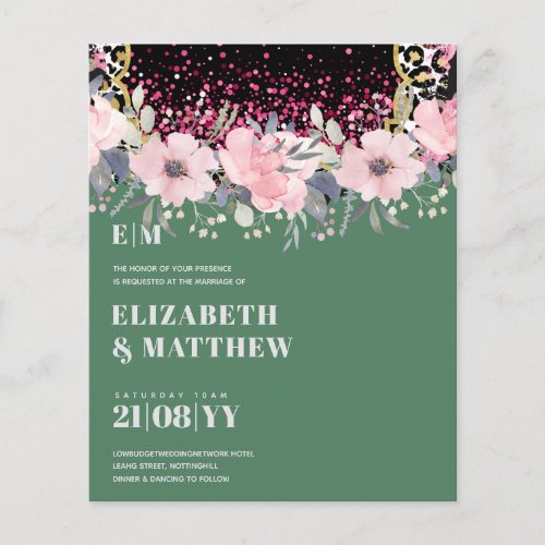 Lowest Budget Wedding FLYERS Pink Flowers Girly