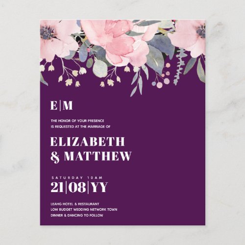 Lowest Budget Wedding FLYERS Pink Flowers Girly