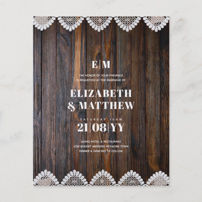 Lowest Budget Wedding FLYERS Rustic Lace