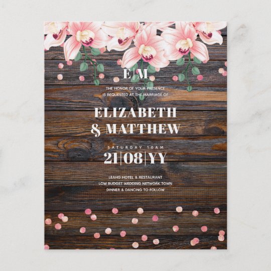Lowest Budget Wedding FLYERS Rustic Pink Flowers